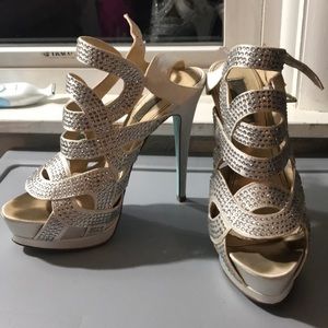 Satin white platforms